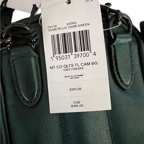 COACH TALL CAMERA CROSSBODY BAG METALLIC GREEN NWT - Picture 5 of 10